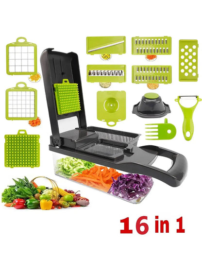 16-in-1 Multifunctional Vegetable Cutter – Chopper, Slicer & Grater