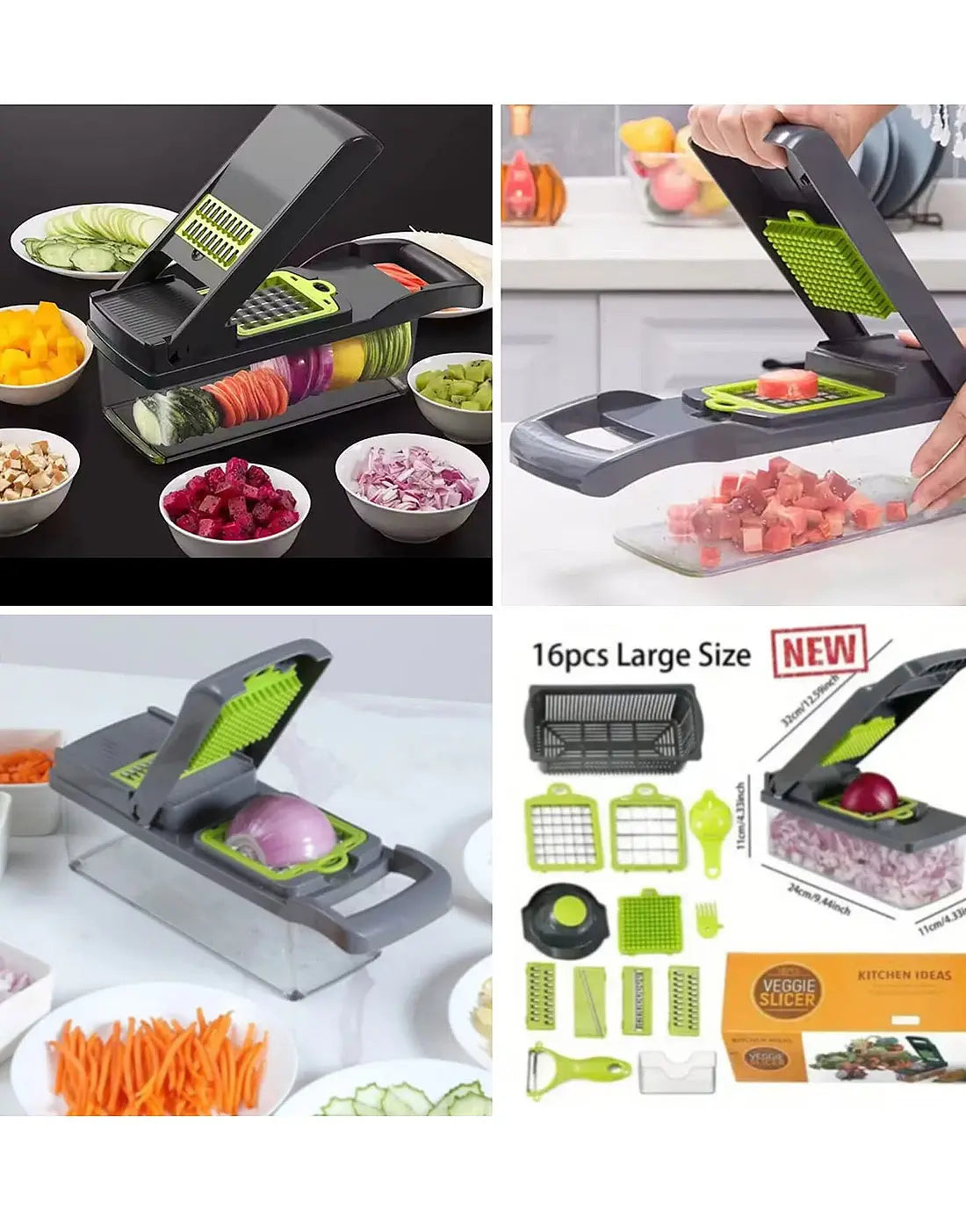 16-in-1 Multifunctional Vegetable Cutter – Chopper, Slicer & Grater